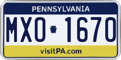 PA license plate MXO1670