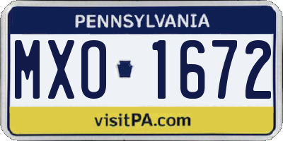 PA license plate MXO1672