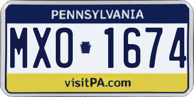 PA license plate MXO1674