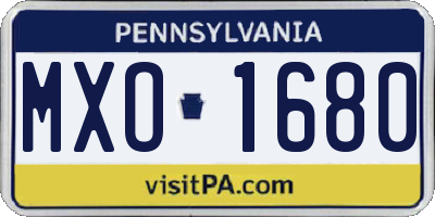 PA license plate MXO1680