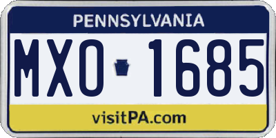 PA license plate MXO1685