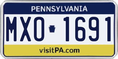 PA license plate MXO1691