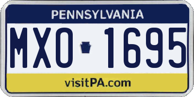 PA license plate MXO1695