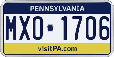 PA license plate MXO1706