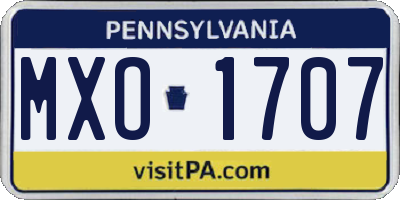 PA license plate MXO1707