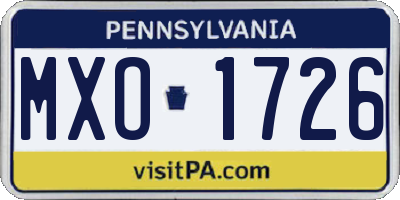 PA license plate MXO1726