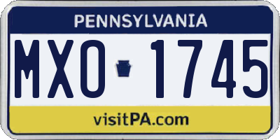 PA license plate MXO1745