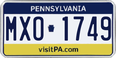 PA license plate MXO1749