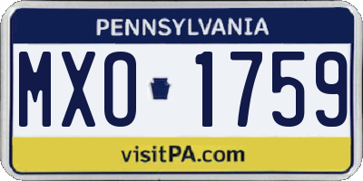PA license plate MXO1759
