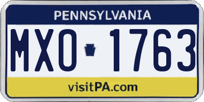 PA license plate MXO1763