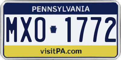 PA license plate MXO1772