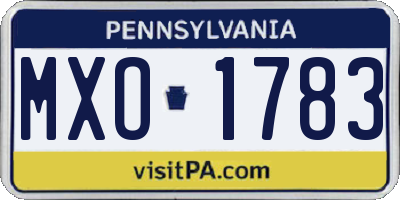 PA license plate MXO1783