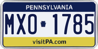 PA license plate MXO1785