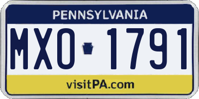 PA license plate MXO1791