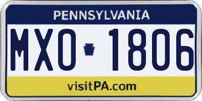 PA license plate MXO1806
