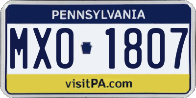 PA license plate MXO1807