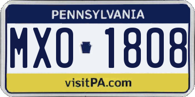 PA license plate MXO1808