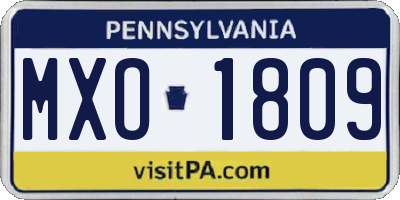 PA license plate MXO1809