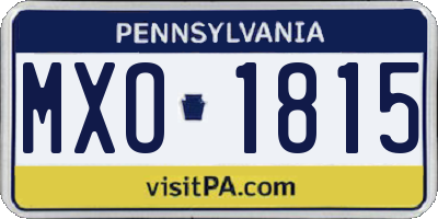 PA license plate MXO1815