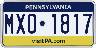 PA license plate MXO1817