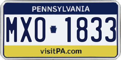 PA license plate MXO1833
