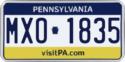 PA license plate MXO1835