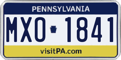 PA license plate MXO1841
