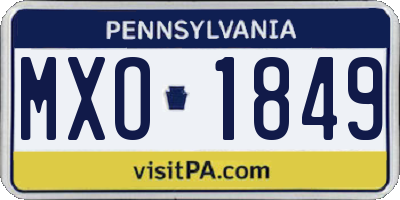 PA license plate MXO1849