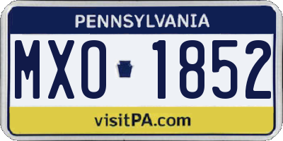 PA license plate MXO1852