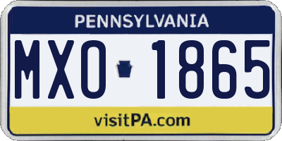 PA license plate MXO1865