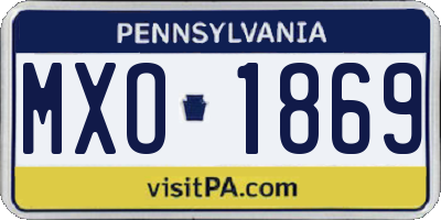 PA license plate MXO1869
