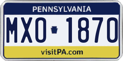 PA license plate MXO1870
