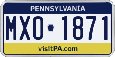 PA license plate MXO1871