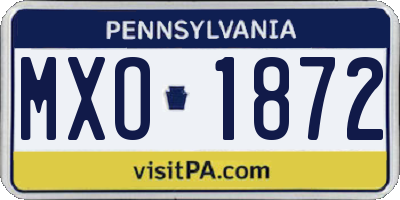 PA license plate MXO1872