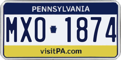 PA license plate MXO1874