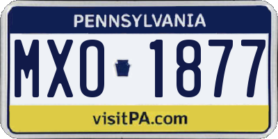 PA license plate MXO1877