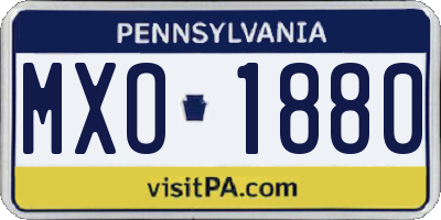 PA license plate MXO1880