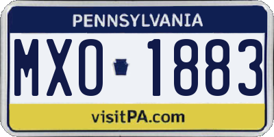 PA license plate MXO1883