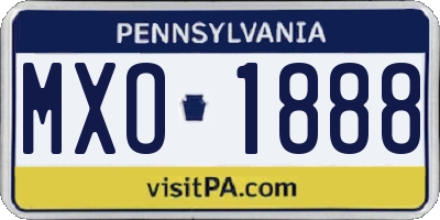PA license plate MXO1888