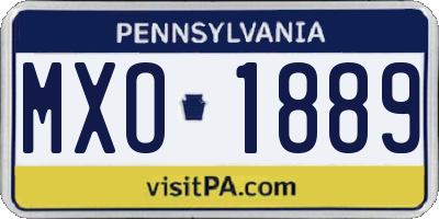 PA license plate MXO1889