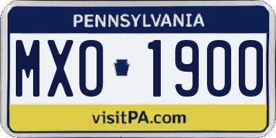 PA license plate MXO1900