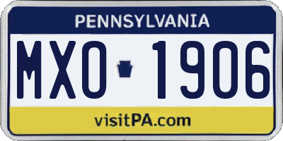 PA license plate MXO1906