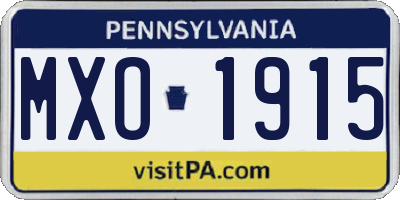 PA license plate MXO1915