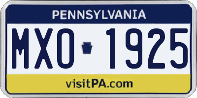 PA license plate MXO1925
