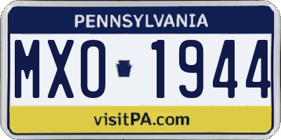 PA license plate MXO1944