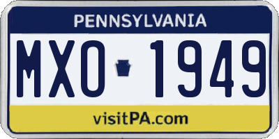 PA license plate MXO1949