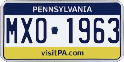 PA license plate MXO1963