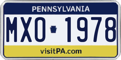 PA license plate MXO1978