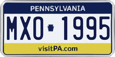PA license plate MXO1995