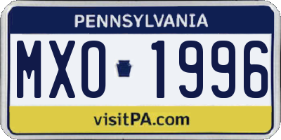 PA license plate MXO1996